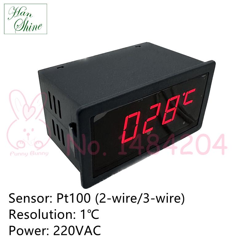 Digital Thermometer AC 220V for Pt100 3 Wire Pt 100 Temperature Indicator Red LED 5135H Thermal Display Range -50 to 400°C