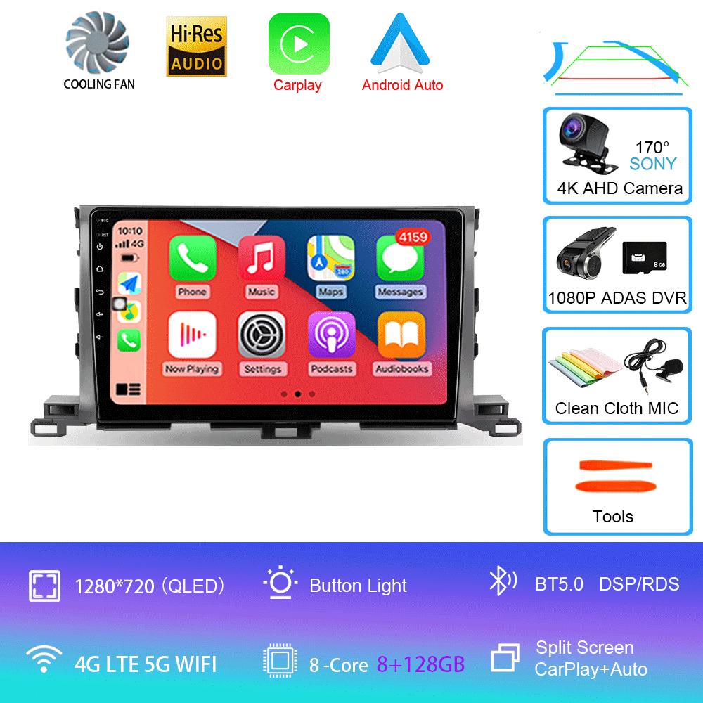 Für Toyota Highlander Kluger 3 XU50 2013 2014 - 2019 Autoradio Android 14 Navigation Multimedia-Player GPS WiFi+4G Carplay Auto