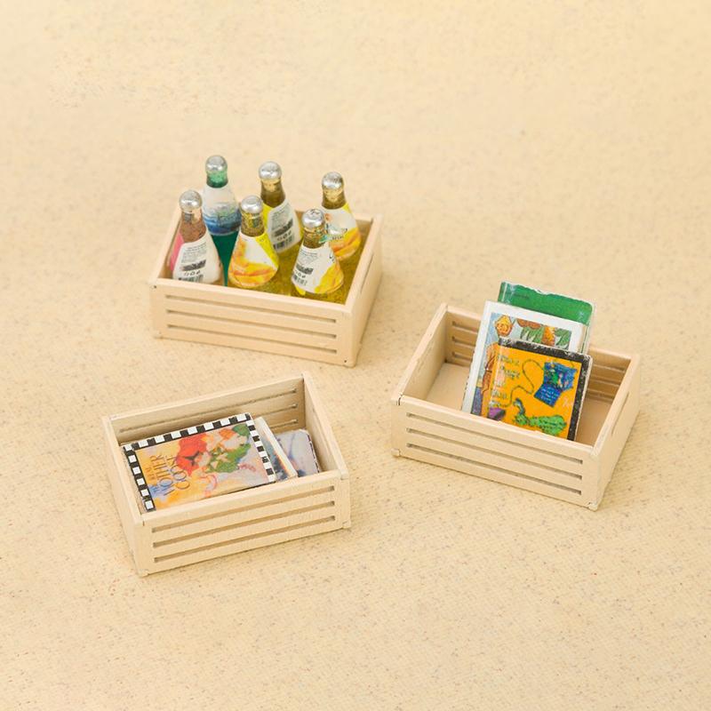 Doll House Decoration Mini Wooden Frame Fruit Frame Storage Frame Model Photo Props