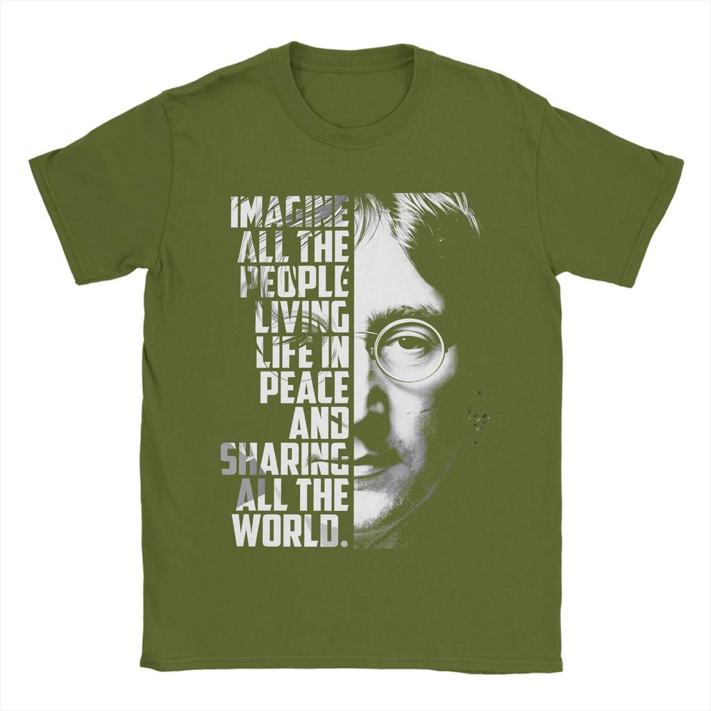 John Lennon Poster Unisexs T Shirts Humorous Tees Short Sleeve Round Neck TShirt Cotton 4XL 5XL 6XL Clothing