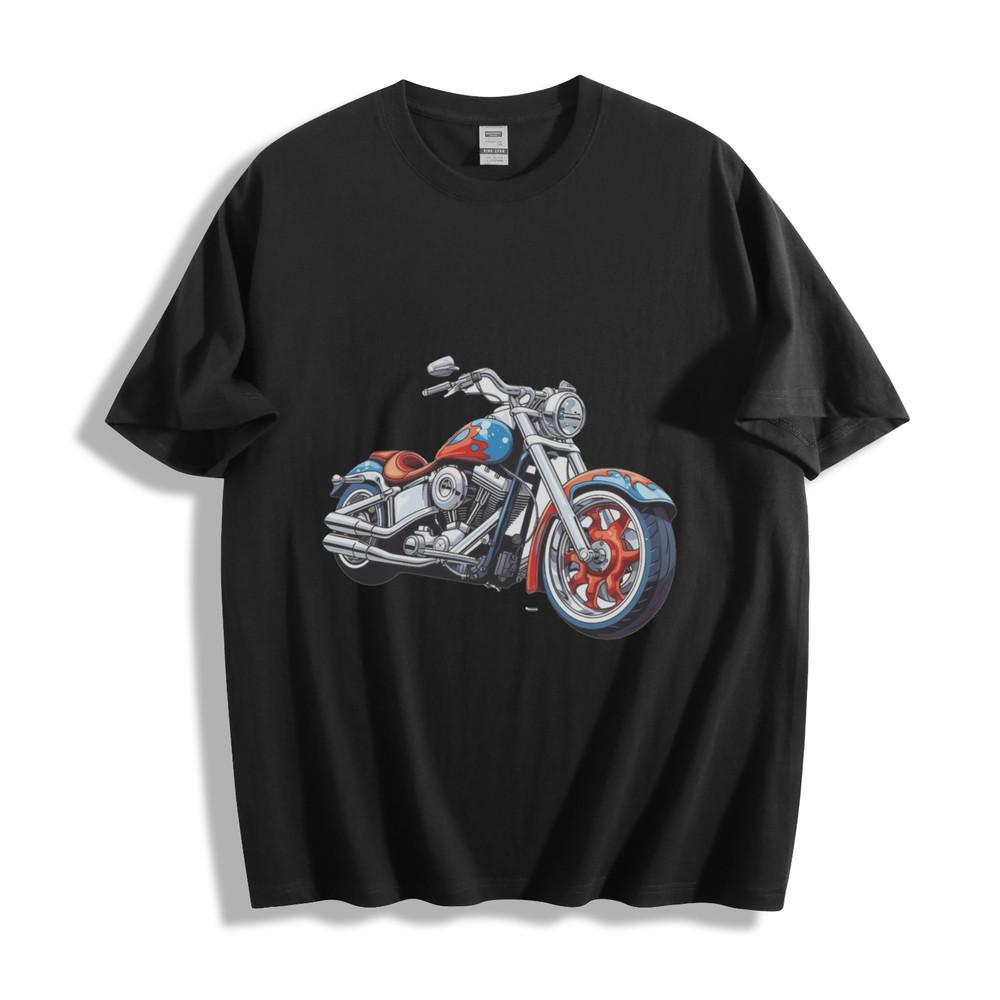 Patriotic Motorcycle USA T-Shirt - Vibrant Bike Design Unisex Tee