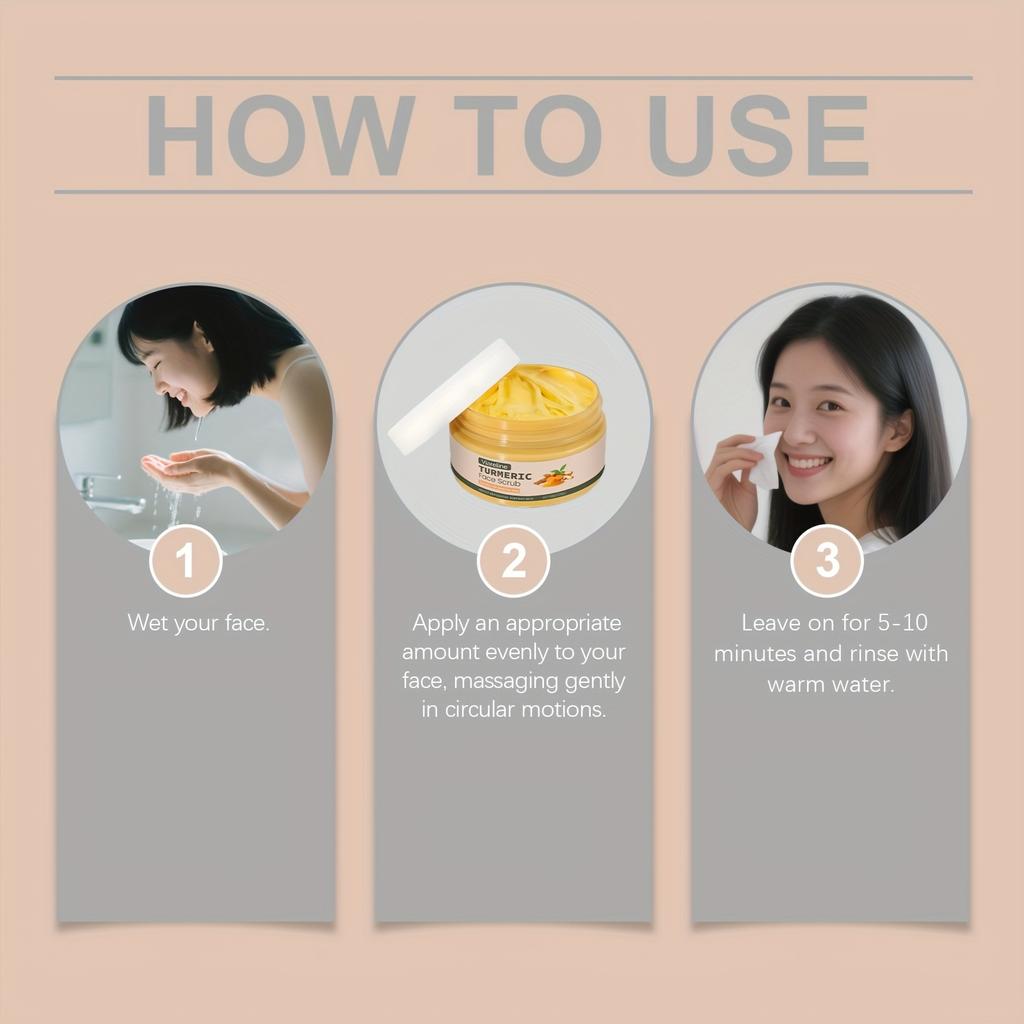 Turmeric Facial Exfoliating Scrub Remove Dead Skin Brightening Shrink Pores Moisturizing Repair Smoothing Facial Cleansing Scrub