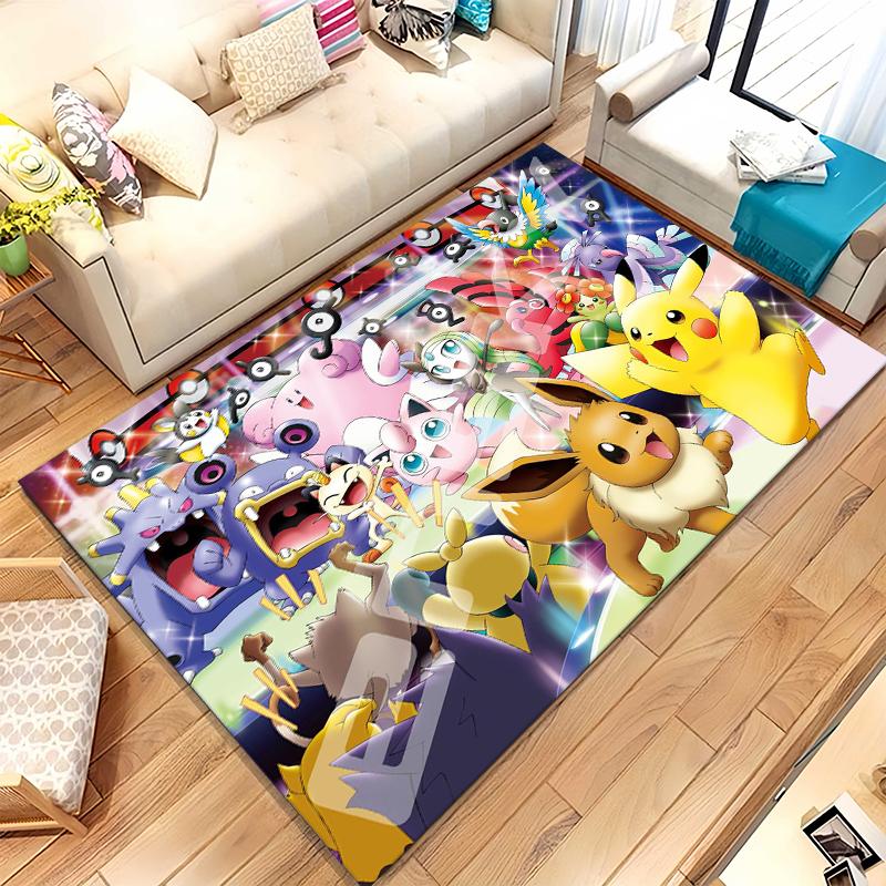 

Kawaii Pokemon Pikachu Cartoon Living Room Non-Slip Area Rug Soft Carpet for Bedroom Kids Playroom Sofa,Home Decor Doormat Gift 40x60cm