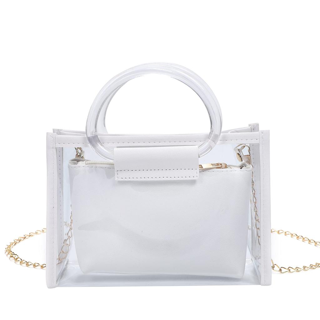 Harujio Clear Shoulder Handbag for Clear Shoulder Bag with Vinyl Transparent Black and White Bag, Bag, Women, Transparent, Small, Mini, Bag, Pouch,