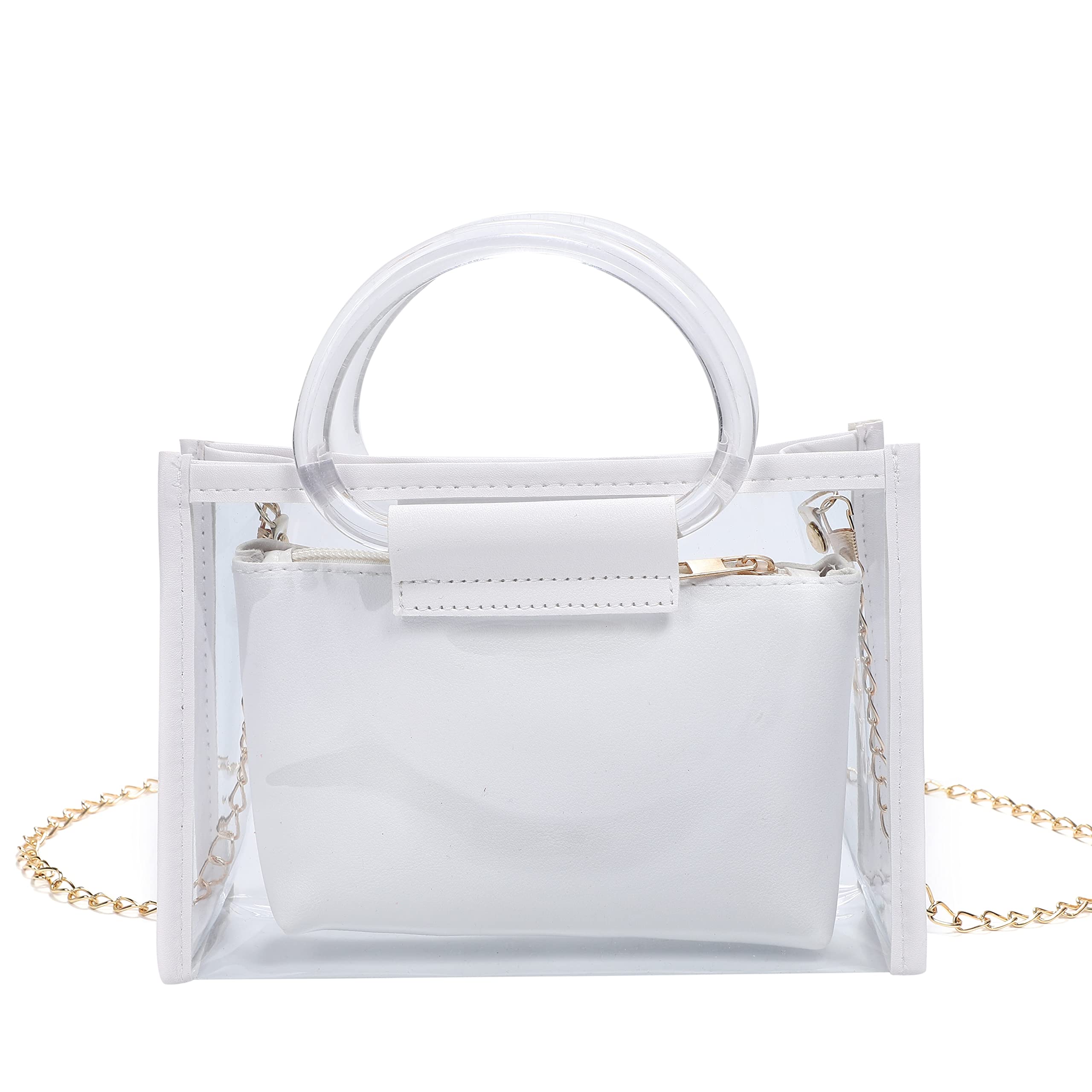 

Harujio Clear Shoulder Handbag for Clear Shoulder Bag with Vinyl Transparent Black and White Bag, Bag, Women, Transparent, Small, Mini, Bag, Pouch, білий