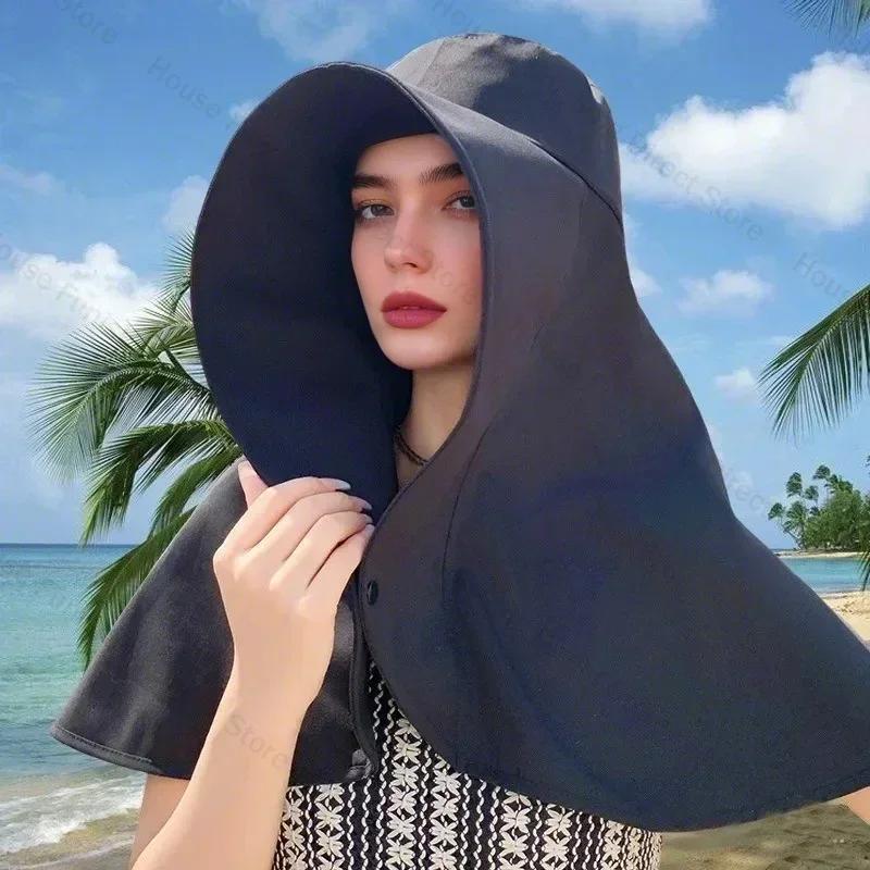 Full Face Sun Protection Hat Outdoor Women Summer Sunshade Visor Big Hat with Neck Protection Shawl for Fishing Hiking Hat