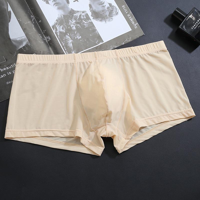 Men's Underwear Ice Silk Flat Angle Pants Transparent Sexy Low Waist Ice Silk Ultra-thin Men's Underwear