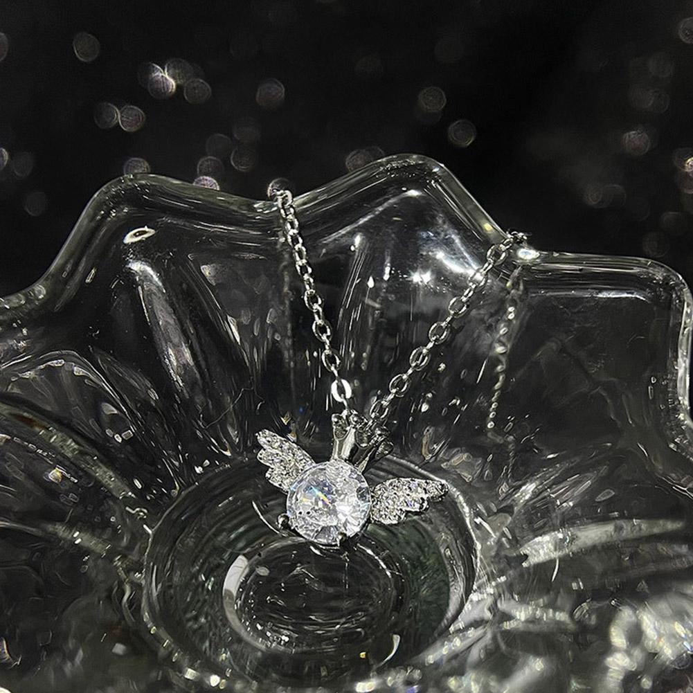 New Fashion Women's Sweet Angel Crown Wings Pendant Jewelry Accessory Luxury Clavicle Versatile S8T4