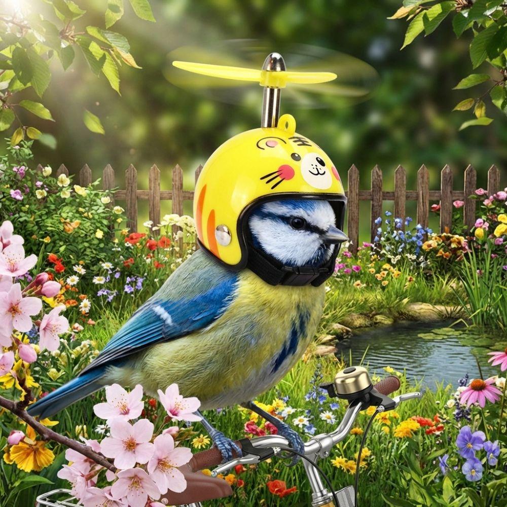 Waterproof Pet Parrot Safety Helmet with Propeller Chicken Protective Hat for Chickens