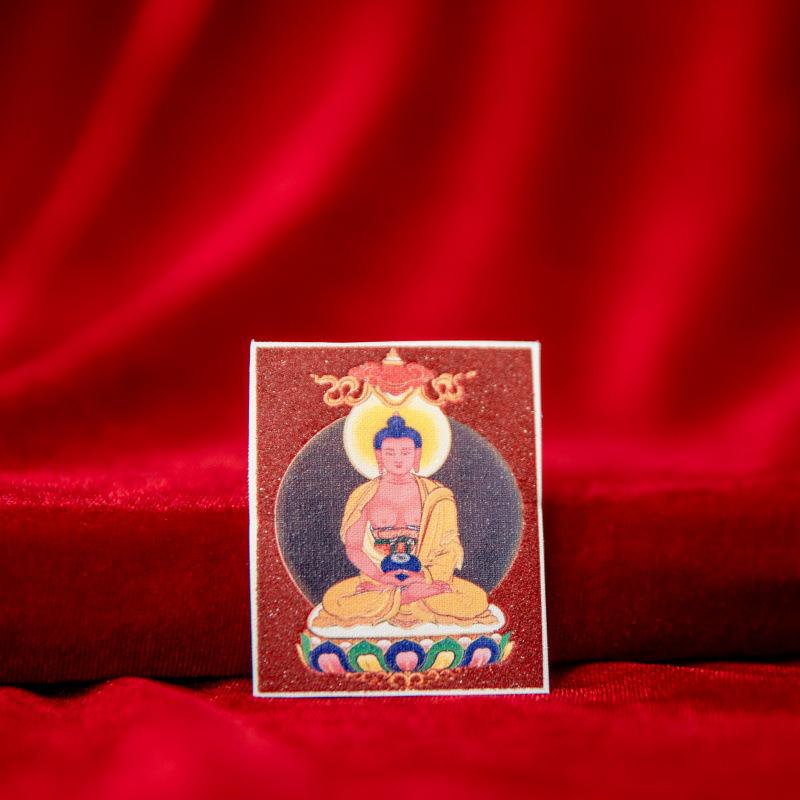 Tibetan Eight Protectors Cinnabar Mineral Sand Thangka Painting Core 4X5 - Birth Year Buddha