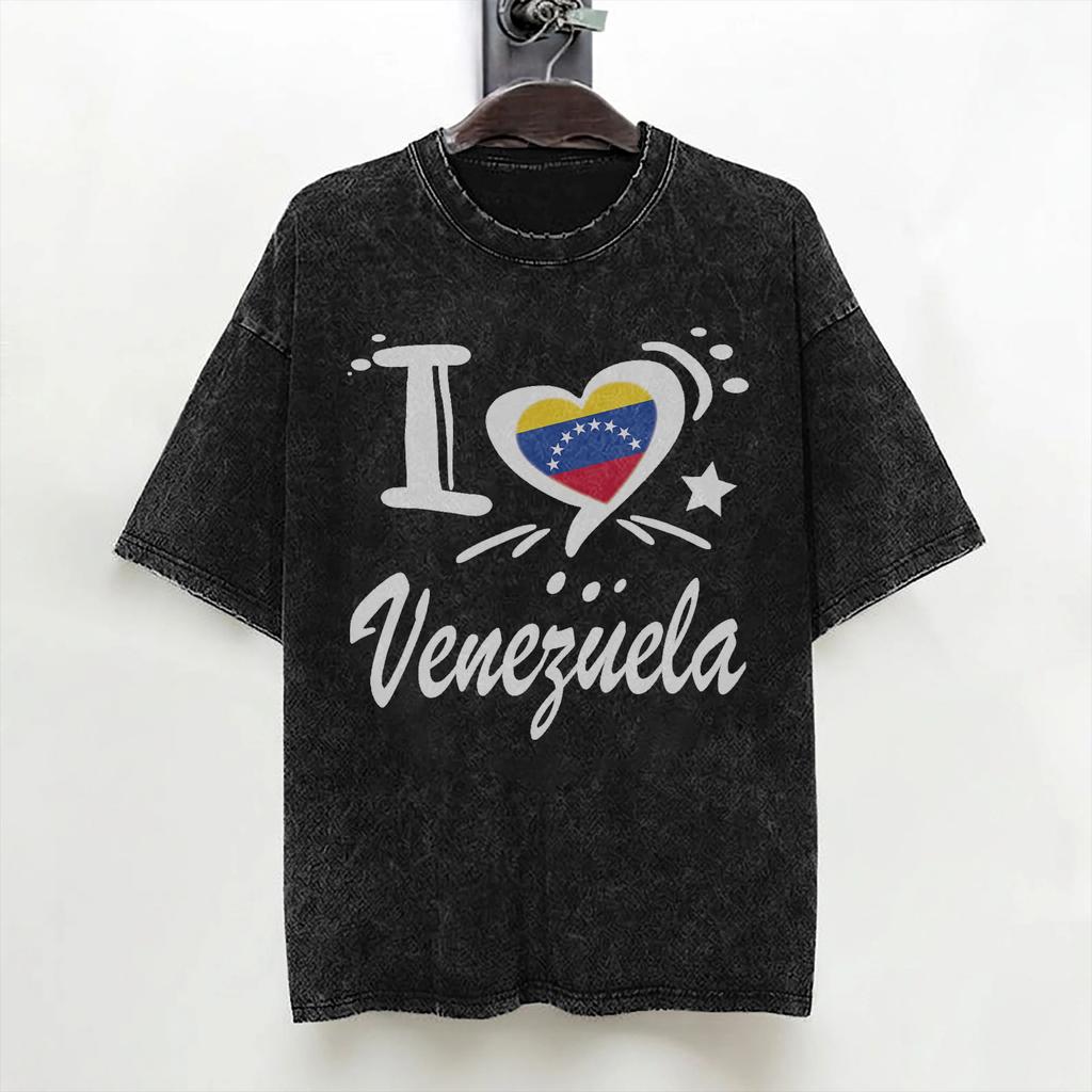 Venezuela Venezuelan Flag T Shirt Washed Cotton Street TShirts Casual Men Women Streetwear Summer Tees