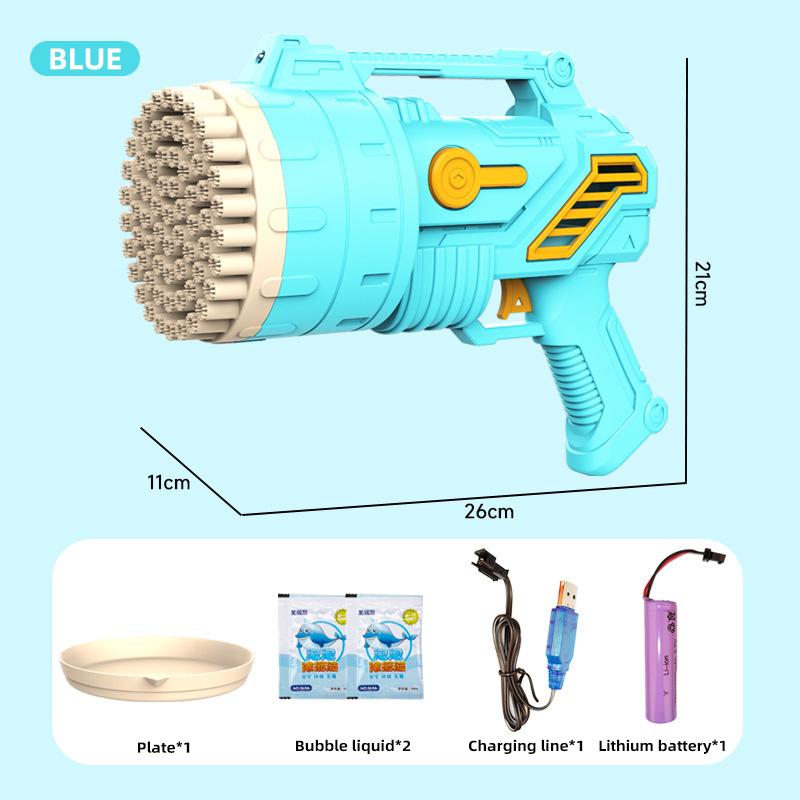 Bubble Gun 69 HolesAutomatic Blower Maker Big Soap Bubble Machine with Light Pomperos Summer Outdoor Toys for Kids Birthday Gift