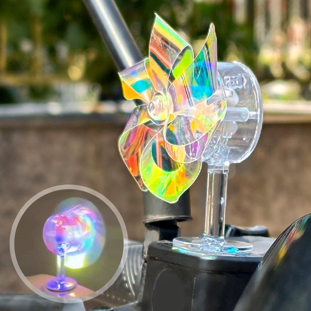 Car Motorcycle Handlebar Wind Energy Colorful Lights Windmill Ornaments Led Lights Self-Adhesive Bicycle Helmet Decorations