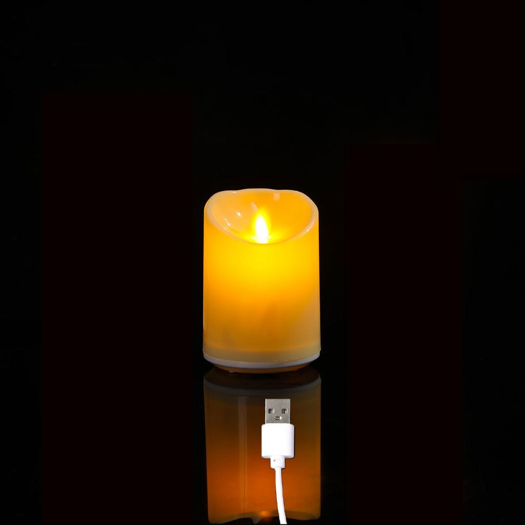 1 or 3 Pieces Flameless LED Rechargeable Candles With USB,Moving Wick Dancing Flame Pillar Candles 3/4/5 Inch Height