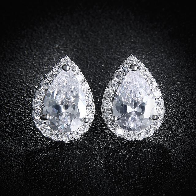 Charm White /Rose /Yellow Gold Color Drop Water Long Earrings Clear Crystal Nail Drop Earings Women Dazzling Wedding Gift Ae331
