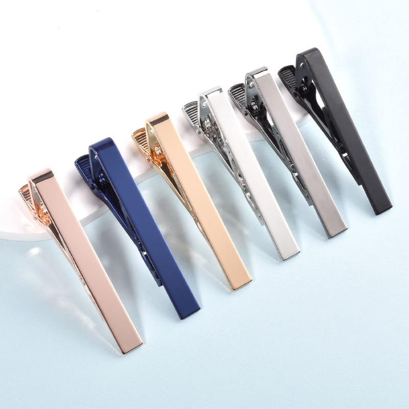 Men's Brass Tie Clip - Smooth Minimalist Business Tie Bar, Classic Formal Shirt Accessory, Elegant Office Wedding Gift