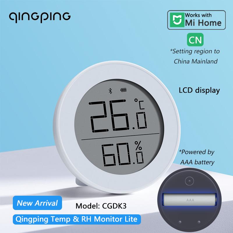 Qingping Temperature and Humidity Monitor Thermometer Hygrometer High Accuracy Sensor Powered by AAA Battery Work with Mi Home Temp and RH Lite