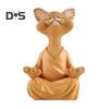 Meditation Cat Statue Sitting Kitten Resin Figurine Zen Yoga Animal Sculpture Home Office Bookshelf Desktop Decoration Ornament