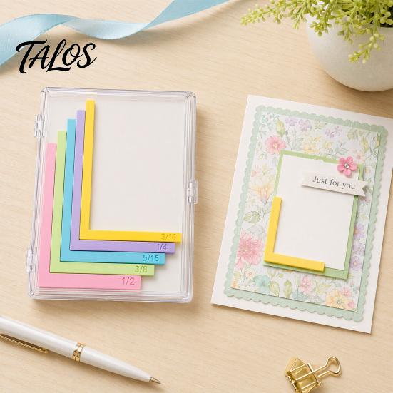 Precision Paper Stacking Guide Crafting Alignment Guides with Storage Case, 5 Pcs Color-Coded L-Shaped Framing Spacer Spacers Size Tabs for