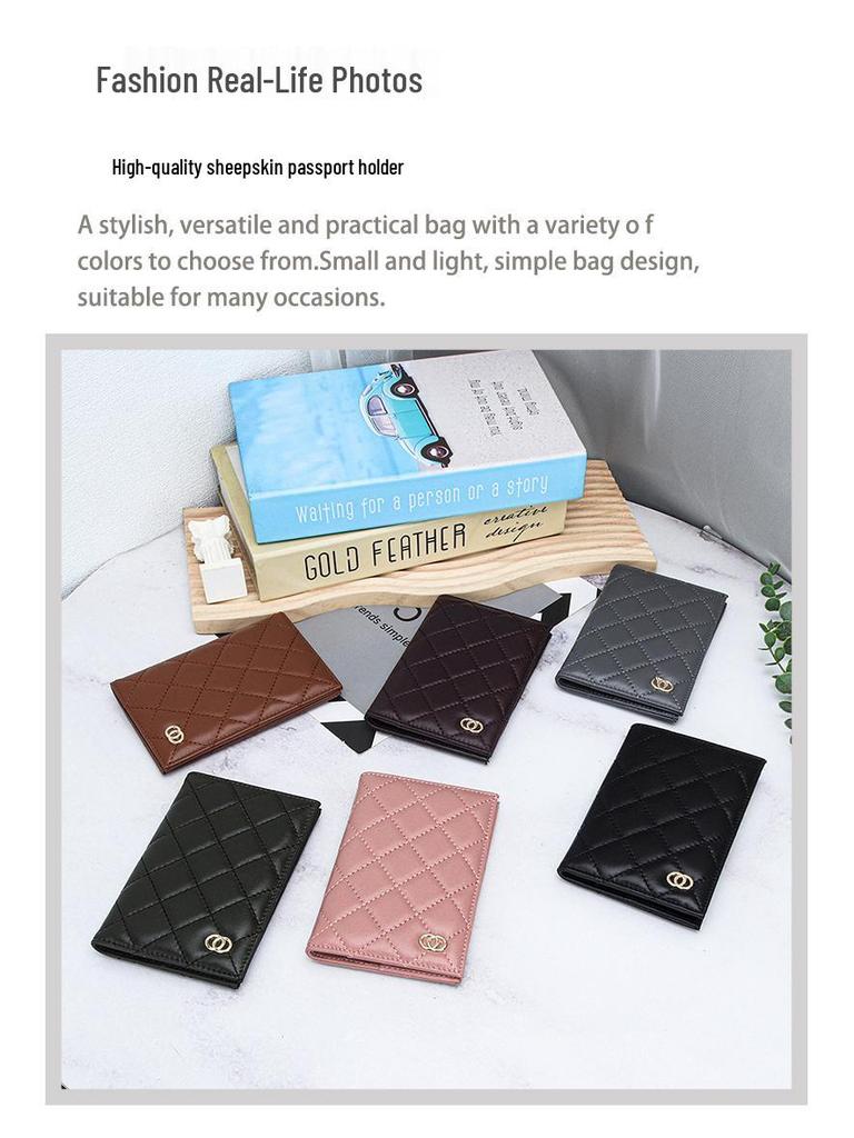 Chic Lambskin Diamond-Pattern Bi-Fold Passport & ID Wallet