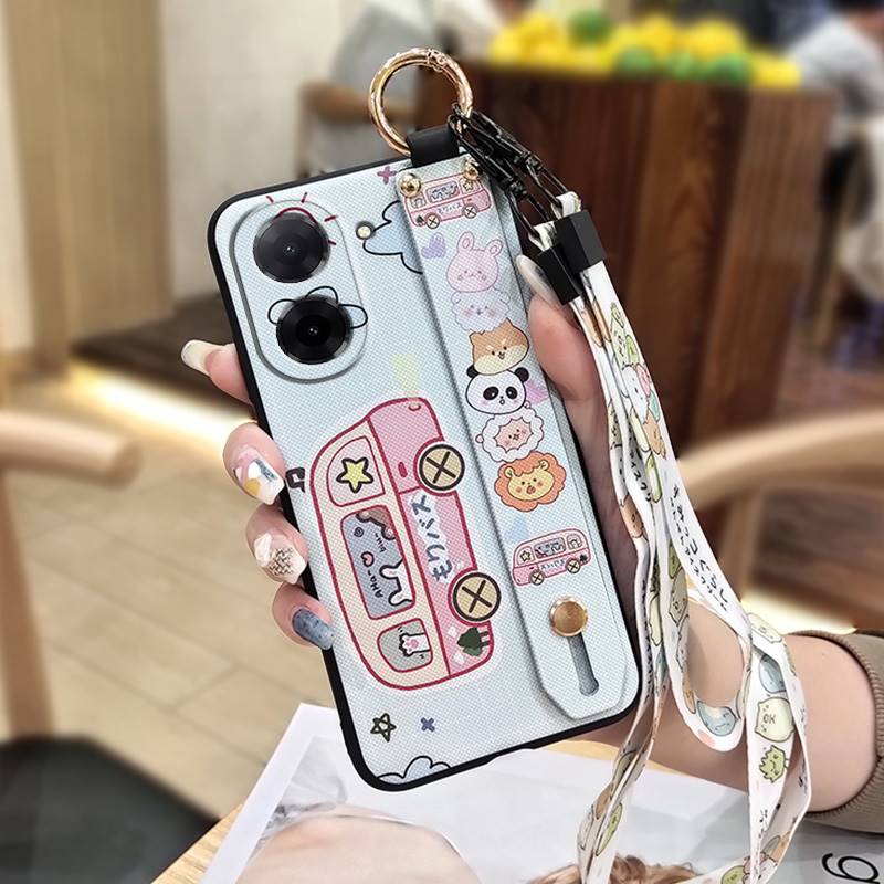 Ring Kickstand Phone Case For Redmi A5 4G/Xiaomi Poco C71 4G Cartoon Silicone Lanyard Shockproof Protective Soft Case