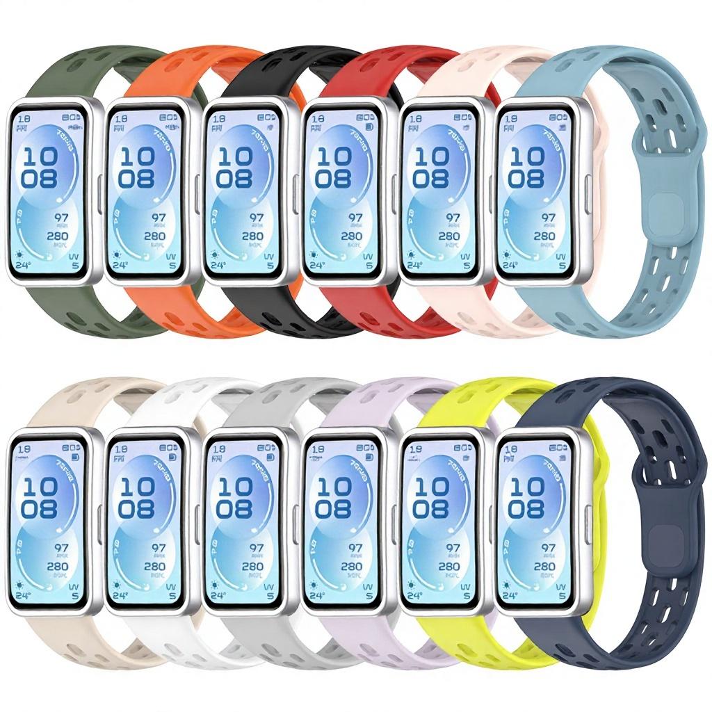 For Band 11/11 Pro Cellular Network Breathable TPE 18mm Watch Strap with Snap Button Buckle