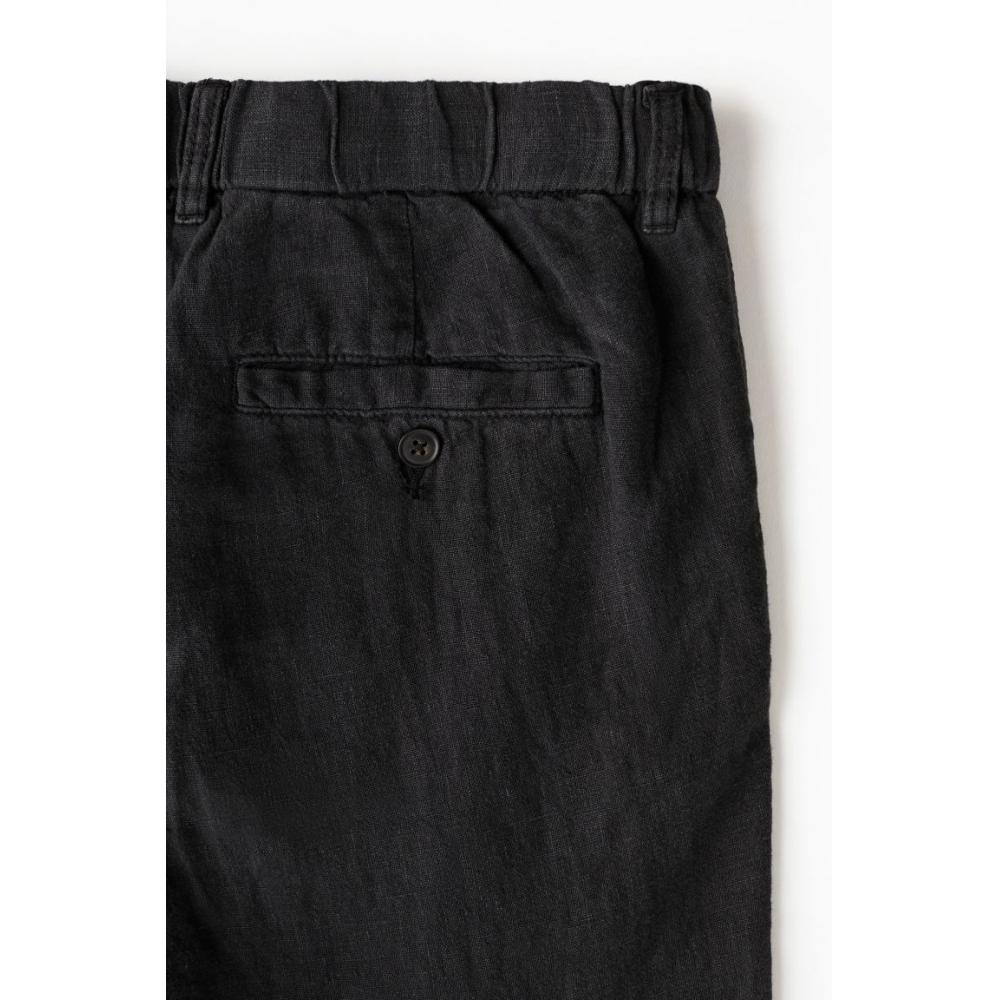 H M Regular Fit Linen Pants Black