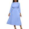 Women's new temperament elegant pleated commuter solid color large size dress