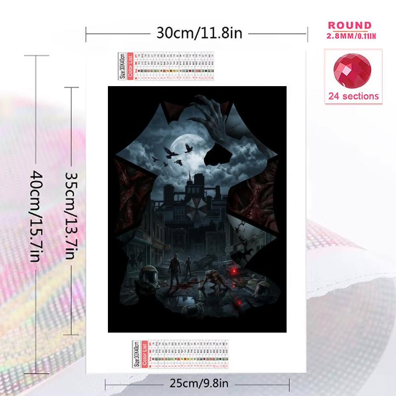 Resident Evil Monster & Survival Art Set Pattern 3pcs 100% Round Full Drill 5D DIY Diamond Painting Embroidery Cross Stitch Rhinestone Décor