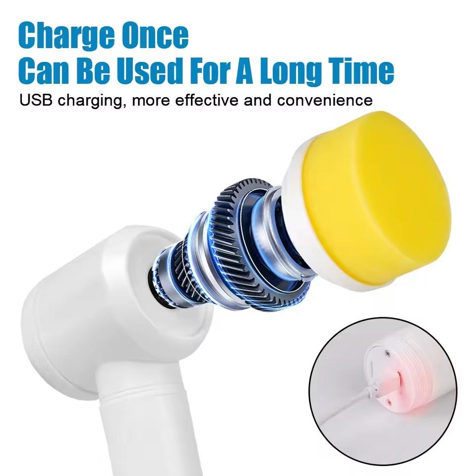 5PCS Set Electric Scrubber Brush Cordless Spin Scrubber Multi Function Household for Bathroom Washing and Kitchen Cleaning Tool