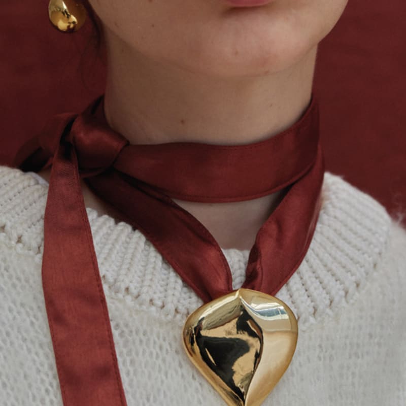 

1064STUDIO шелковый платок с листьями N (коричневый) brown