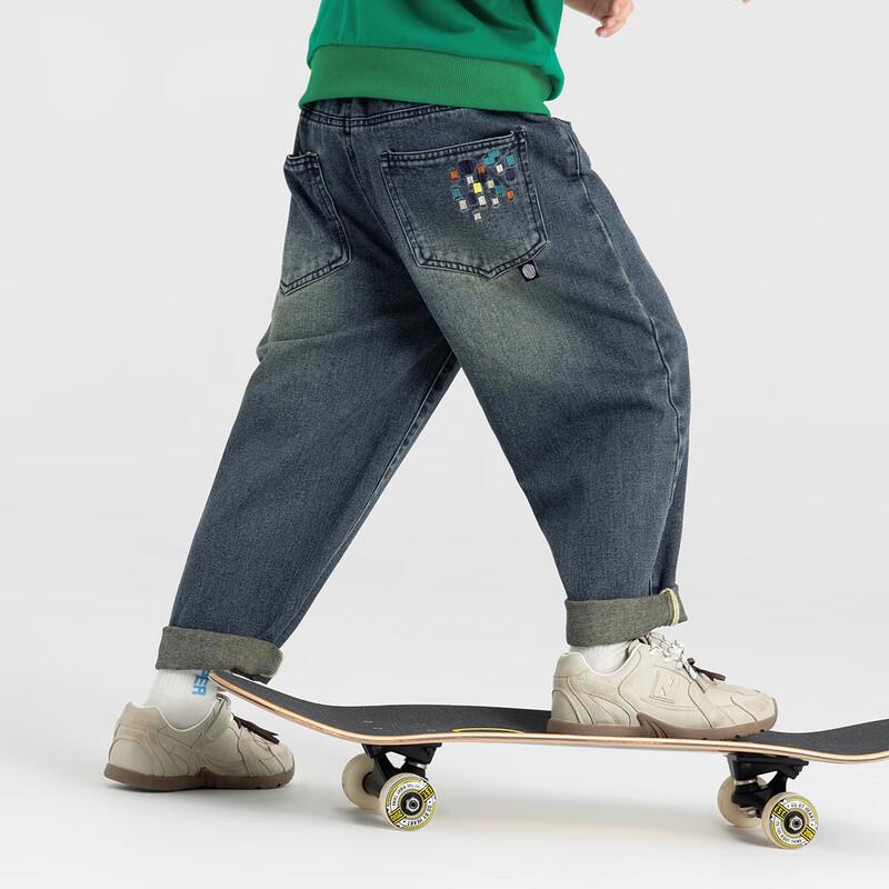 Boys' Retro Loose Fit Washed Denim Jeans