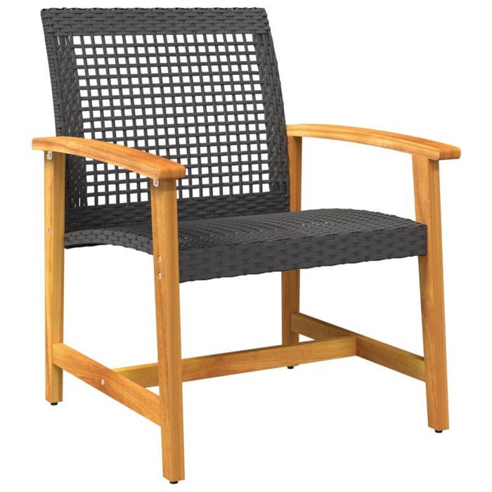 VidaXL Lot de 2 Chaises de Jardin, Sièges avec Accoudoirs, Fauteuils avec Dossier, Meuble de Terrasse, Noir Résine Tressée 367595