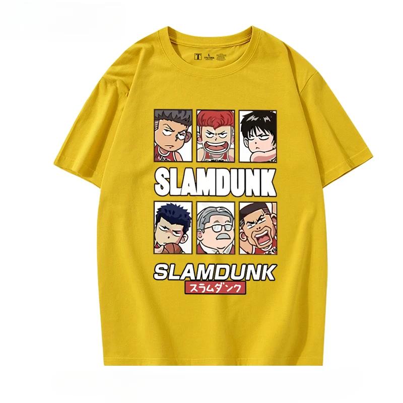 Summer men's cartoon Q-version Slam Dunk character short-sleeved T-shirt, casual 100% pure cotton short-sleeved top