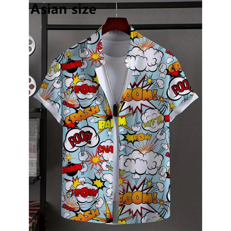 2025 New Men's Shirt 3D Print Anime Pattern Button Up Shirt Fashion Casual New Unisex Shirt Vacation Lapel Short Sleeves Blouse
