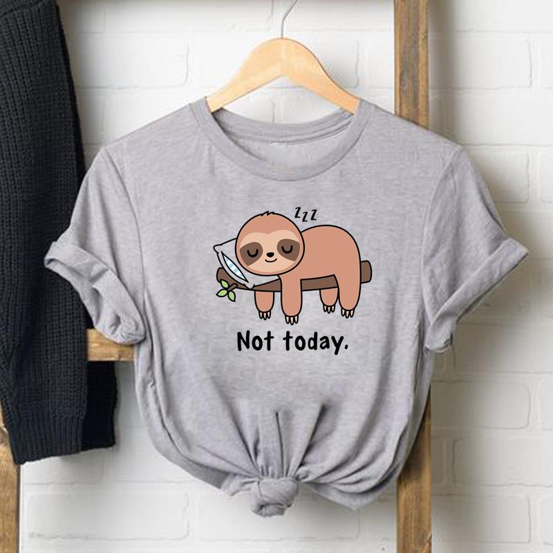 T Shirt Frau Weibliche Frauen Faultier Cartoon Lustige Trend 90er Jahre Print T Top Mode T Kleidung Kurzarm Grafik t-shirts