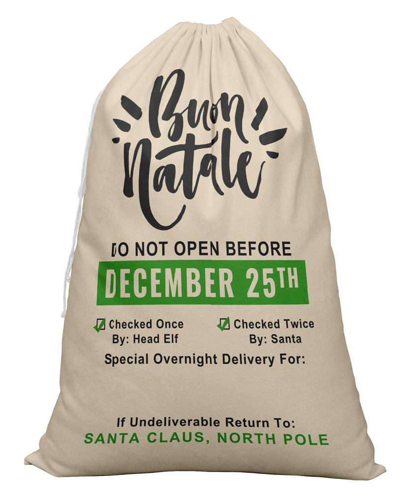 Printtoo 2 Pcs Large Santa Sacks with Drawstring Canvas Xmas Gifts Bags for Kids Christmas 27x20 Inch