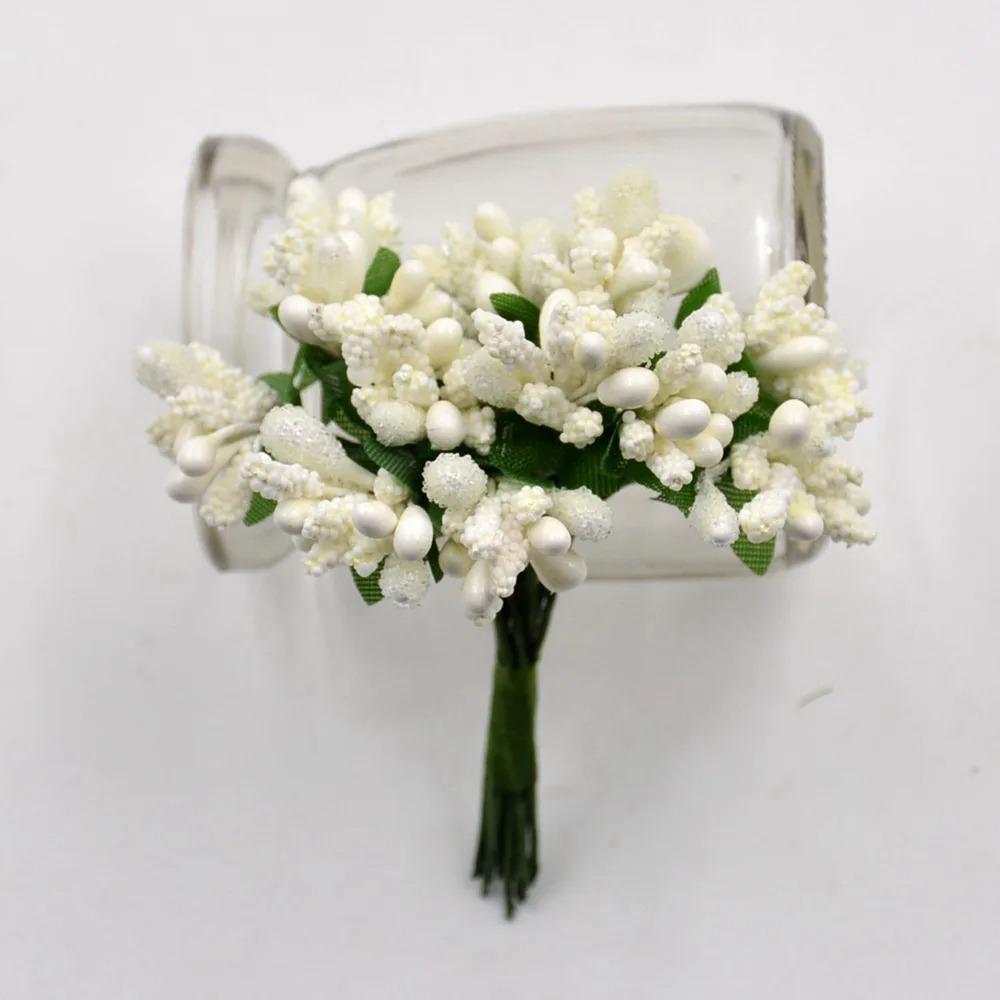 12/36/72/144Pcs Mini Stamen Flower Artificial Flowers Craft Fake Flowers For Wedding Bouquet Party Box Scrapbooking Decor