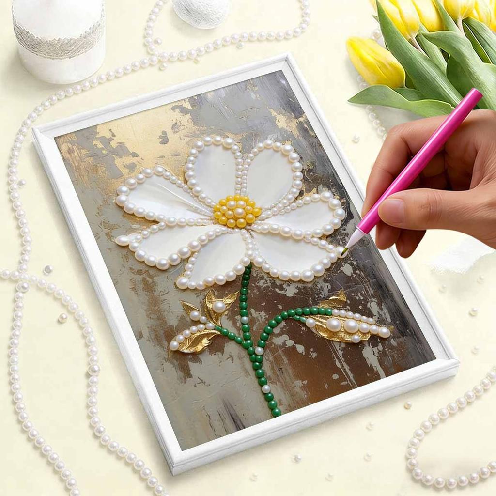 DIY Pearl Painting Set Bouquet Pattern Home Decoration Handmade Sticky Diamond Creative Canvas Pearl Art Painting Crafts Perfect Gift