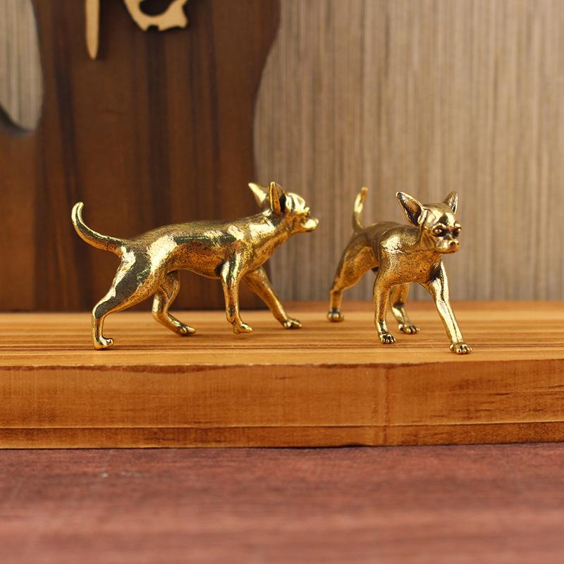 Animal Brass Ornaments Hairless Dog Puppy Entrance Coffee Table Decoration Decoration Hairless Dog Animal Desktop Ornaments