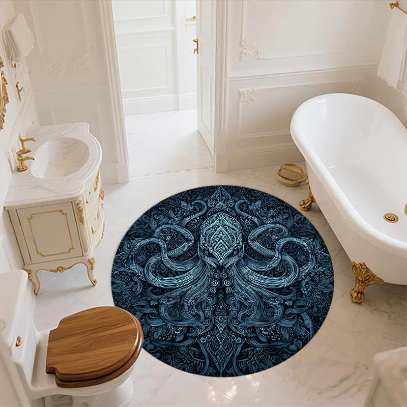 Oktopus,Runder Teppich,Teppich für Wohnzimmer Schlafzimmer Sofa Spielzimmer Dekor,Rutschfeste Fußmatte