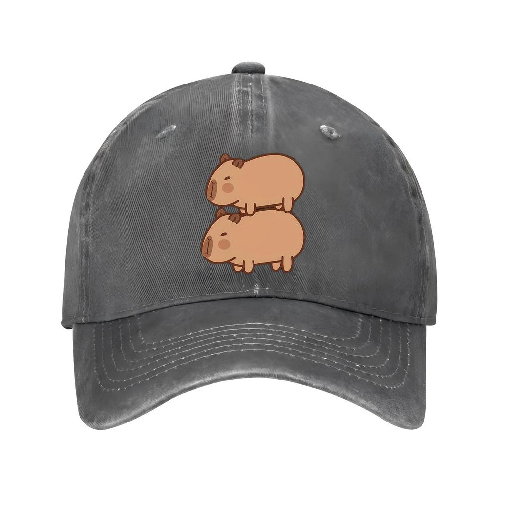 Süße gestapelte Capybara Baseballkappe Polyester Lässig Streetwear Verstellbar Unisex Hut