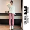 Coffee Corduroy Pants Women's Autumn and Winter New High Waist Fleece Sweatpants Casual Tie Feet Thickened Sweatpants