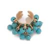 Exaggerated Retro Colored Gemstone Pearl Fringed Ring Female, Personalized Turquoise Love Ring Ring