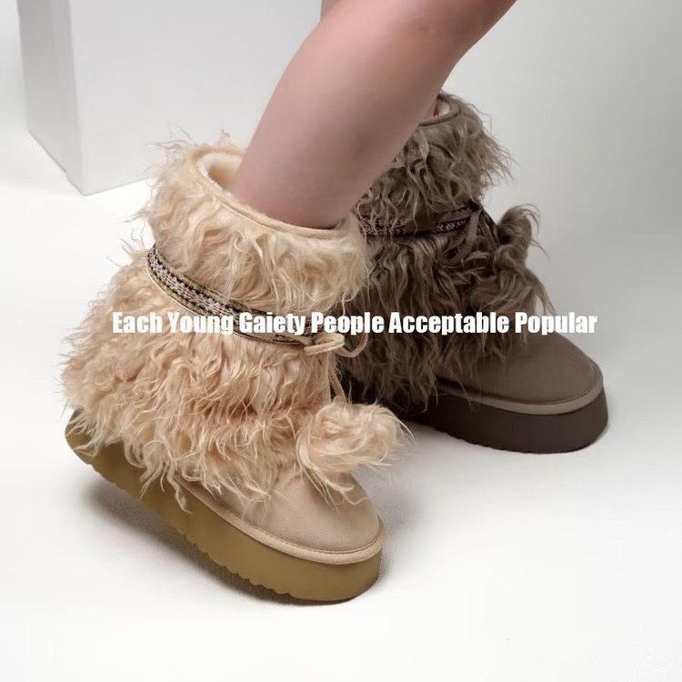 Thick-soled women's shoes winter boots fluffy boots high-heeled high-top imitation fur snow boots