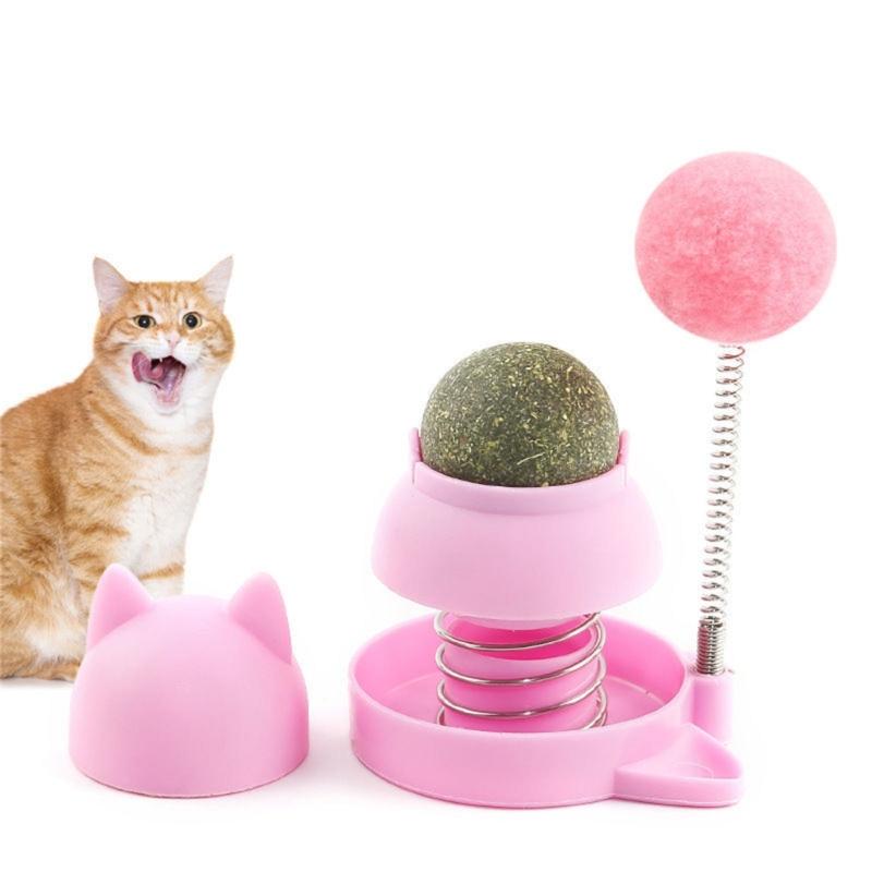 Cat Enrichment Toy Durable Stick on Cat Catmint Ball Toy Bright Color Cat Tumbler Catmint Ball Toy for Indoor Cat Play