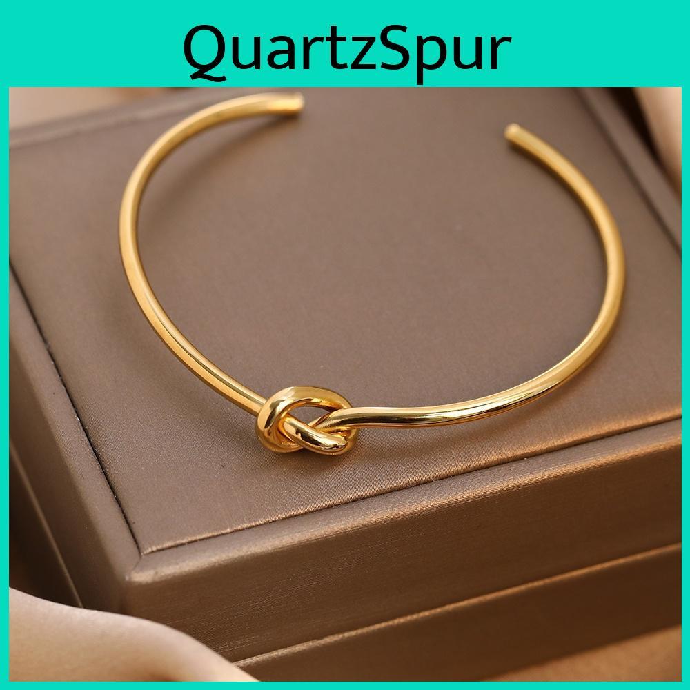 Stainless Titanium Elegant Bracelets Steel Trendy Round Circular Open Knot Cuff Bangle For Women Jewelry