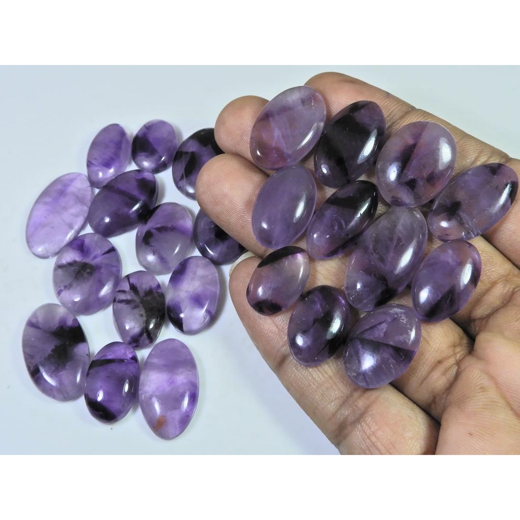 326Cts. Natural Amethyst Lace Agate Oval Cabochon Loose Gemstone 25 Pcs Lot C-819