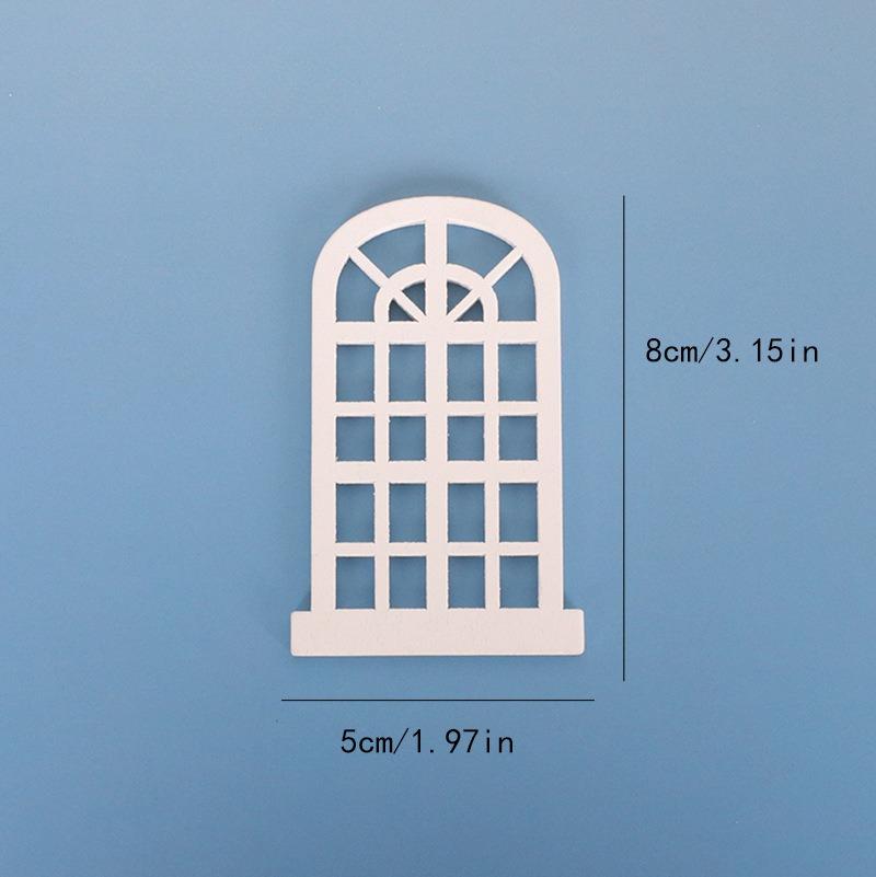 5PCS Dollhouse Windows Miniature Window Frame Ornament 1:12 Scale Dollhouse Furniture Tiny Wooden Window for Decoration