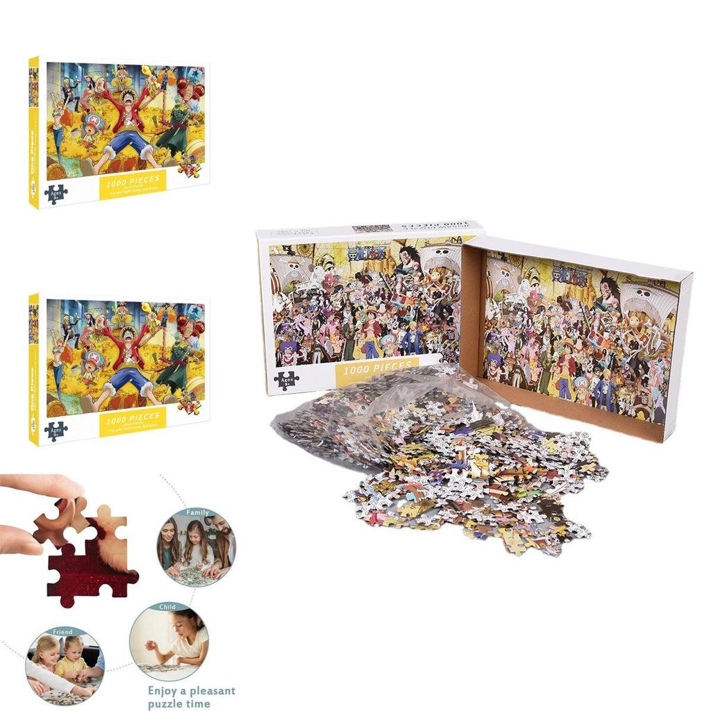 1000 Piece Paper Puzzle Sea Pirate King Collection, Miniature Cartoon Flat Puzzle